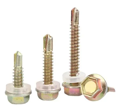 Zelfborende schroeven met zeskantflenskop en PVC-sluitring